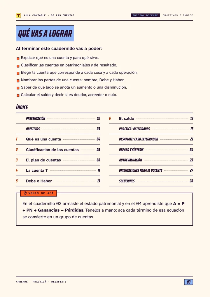 Página 3 de Las cuentas, edición docente
