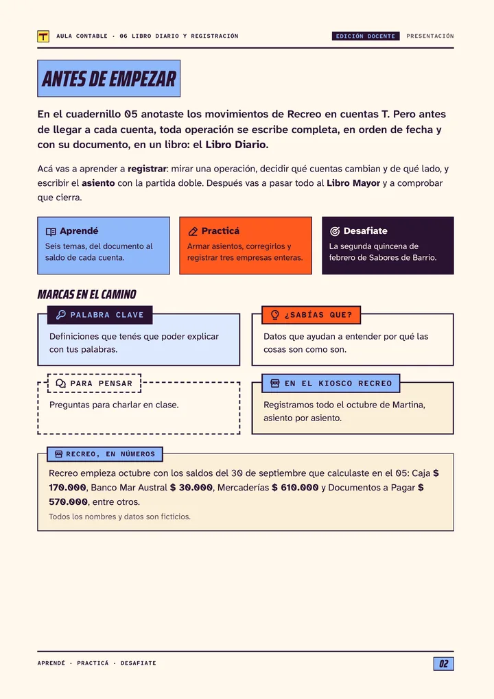 Página 2 de Libro Diario y registración, edición docente