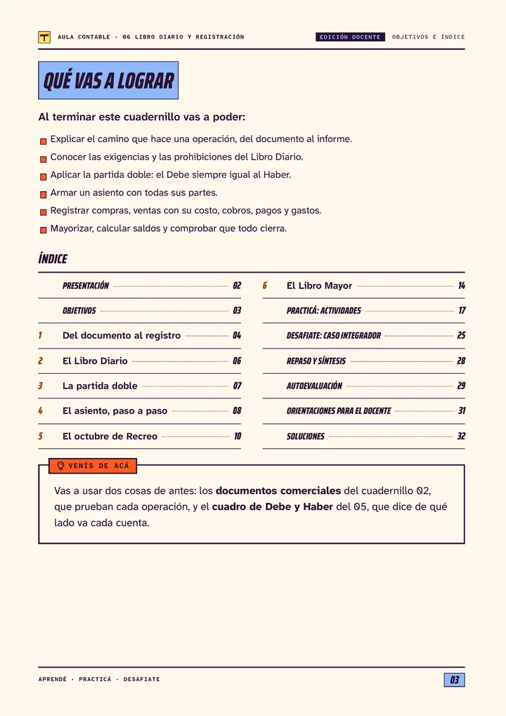 Página 3 de Libro Diario y registración, edición docente