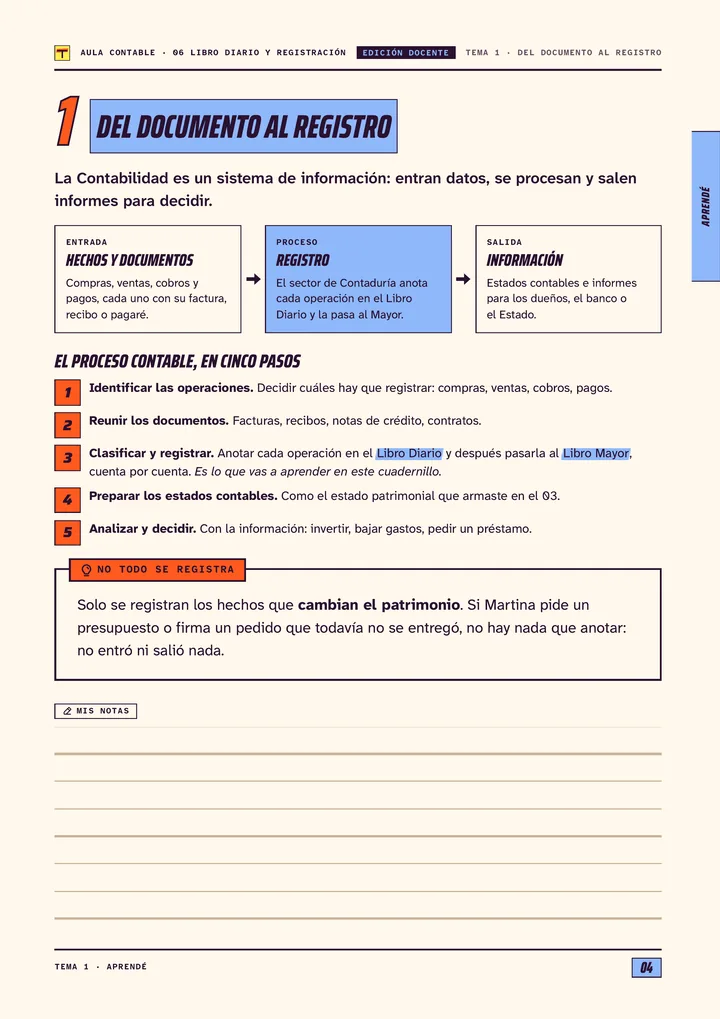 Página 4 de Libro Diario y registración, edición docente