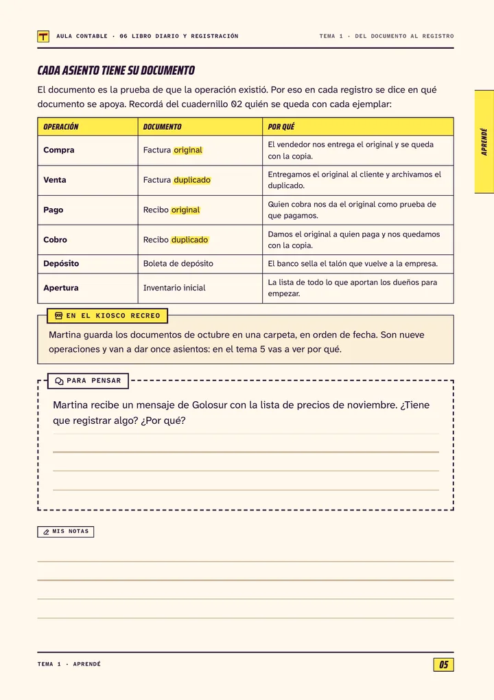 Página 5 de Libro Diario y registración