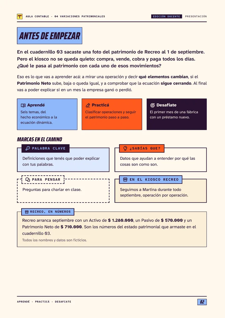 Página 2 de Variaciones patrimoniales, edición docente